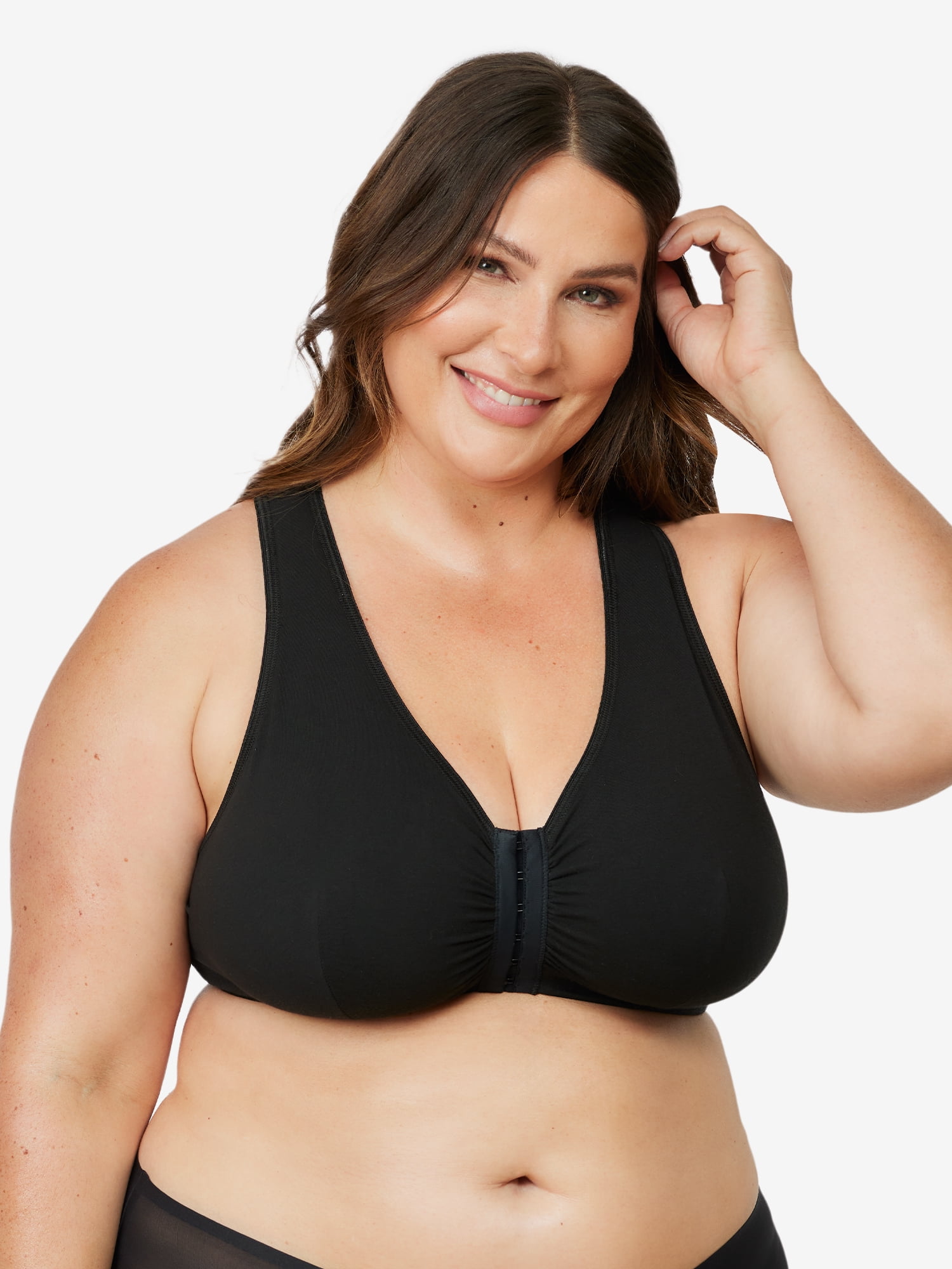 Leading Lady, The Indy, Unpadded Wireless Bra, Lace Racerback, Front Close, Light Support, Comfort, Breathable Cotton Bra (Women's & Women's Plus)