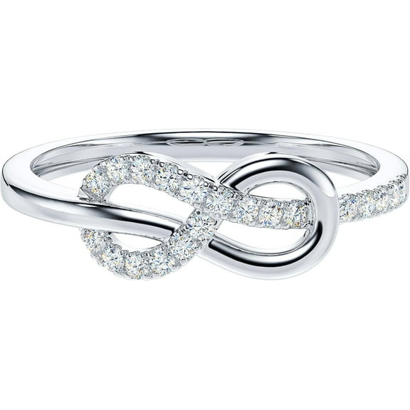 The Infinity Love Knot Moissanite Diamond Petite Ring Genuine Solid 14K White Gold Intertwined Tie Wedding Promise Ring