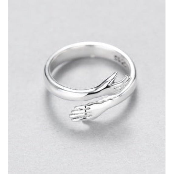 Vintage Hug Ring Environmental Protection White Copper Lightweight Design Thin Band Ring for Women and Men Anniversary Ring Promise Ring