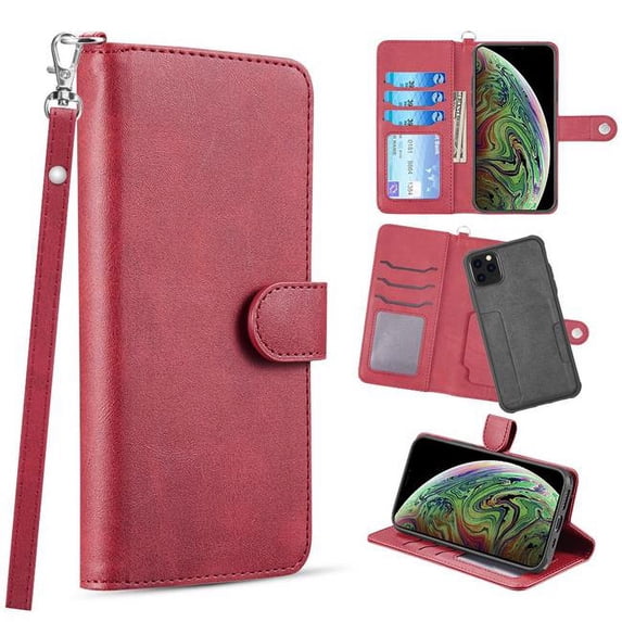 Dream Wireless LPFIP1261-INF-LGRD The Infinity Series Leather Wallet Case for iPhone 12 6.1 - 12 Pro 6.1 - Red