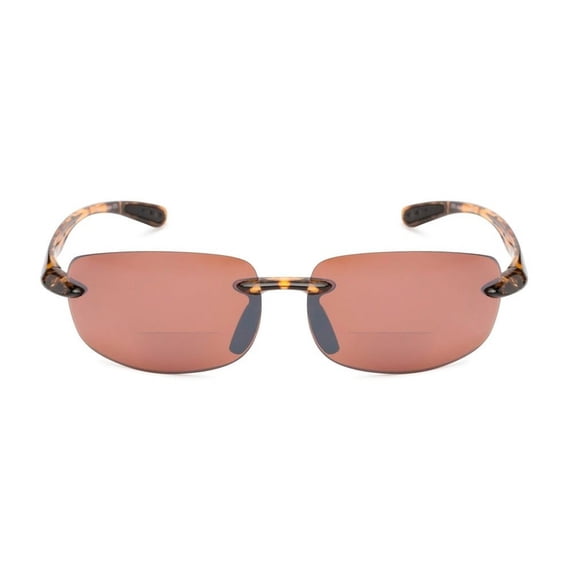 "The Influencer" Bifocal Sunglasses - Lightweight Unisex Reading Sunglasses - Tortoise/HD Amber - 1.50