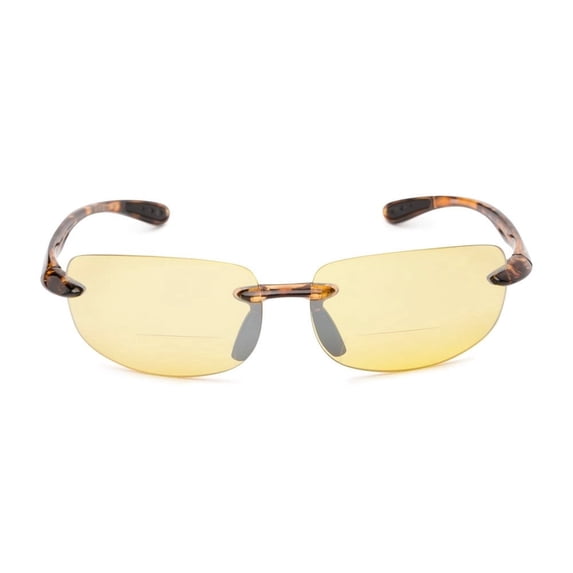 "The Influencer" Bifocal Sunglasses - Lightweight Unisex Reading Sunglasses - Tortoise/Night Driving Lens - 3.00