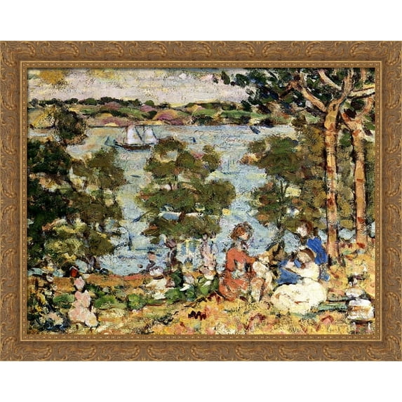 The Inlet 34x28 Large Gold Ornate Wood Framed Canvas Art by Maurice Prendergast