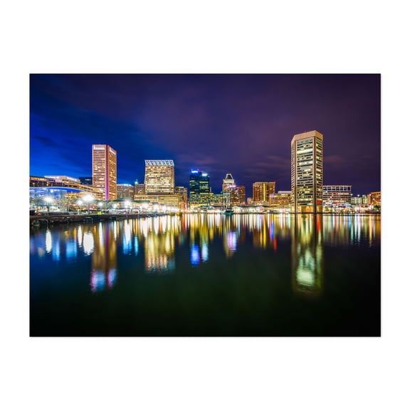 The Inner Harbor Skyline 02 - Baltimore Maryland Photography Unframed Wall Art Print 16 x 20 inches