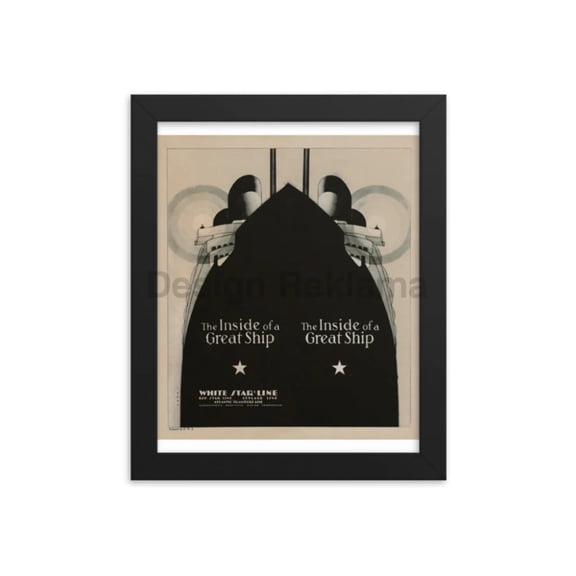 The Inside Of A Great Ship White Star Line, 1935. Framed Vintage Travel Poster