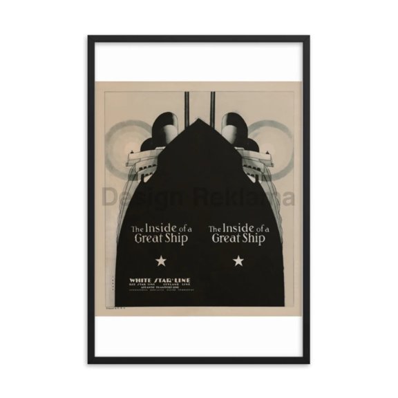 The Inside Of A Great Ship White Star Line, 1935. Framed Vintage Travel Poster