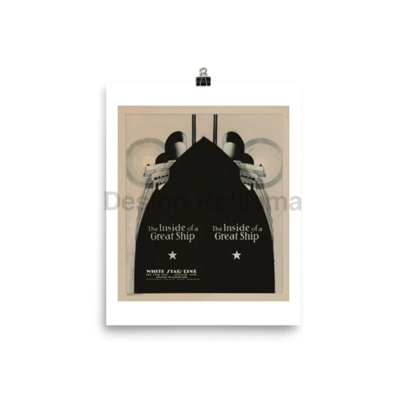 The Inside Of A Great Ship White Star Line, 1935. Unframed Vintage Travel Poster