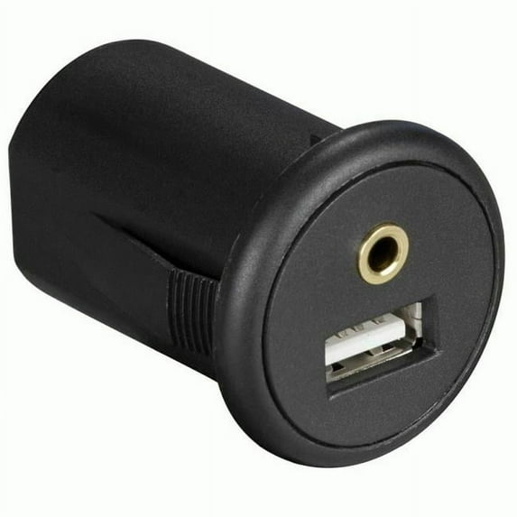 The Install Bay Universal 1.5m Round Snap-in USB to 3.5mm Extension Cable, Black