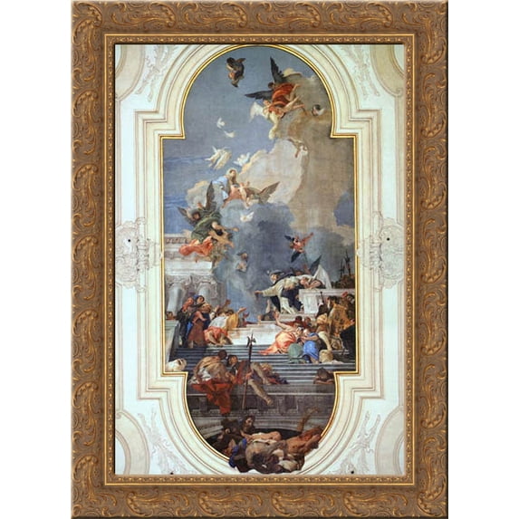 The Institution of the Rosary 19x24 Gold Ornate Wood Framed Canvas Art by Tiepolo, Giovanni Battista