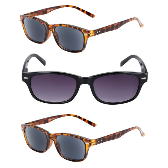 "The Intellect" 3 Pair of Full Reading Sunglasses (Not Bifocals) - Outdoor Sun Readers for Men and Women