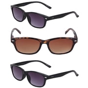 The Intellect 3 Pair of Full Reading Sunglasses Not Bifocals - Outdoor Sun Readers for Men and Women - Black/Tortoise - 2.50