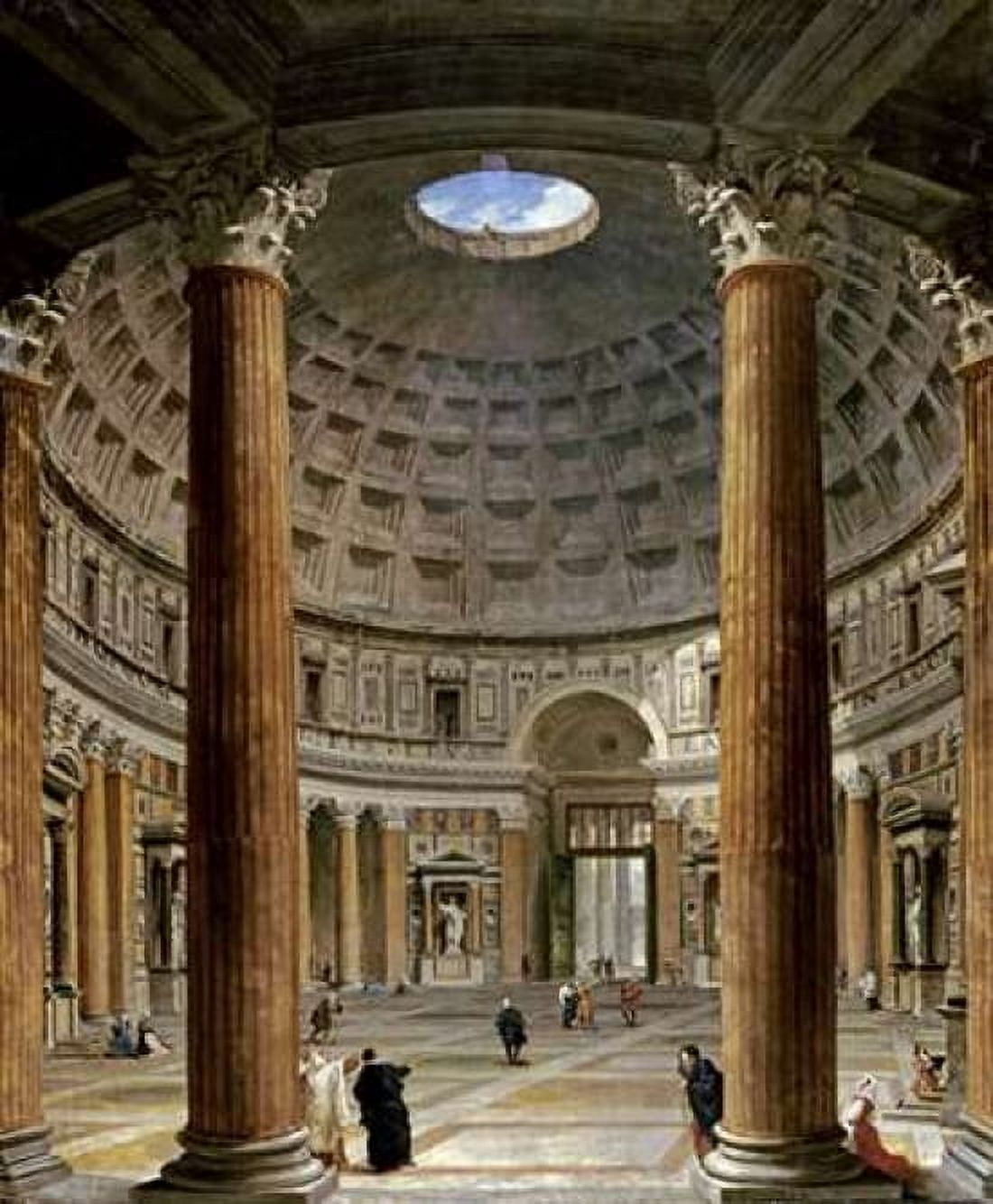 The Interior of The Pantheon Rome Canvas Art - Giovanni Paolo Panini (20 x 24)