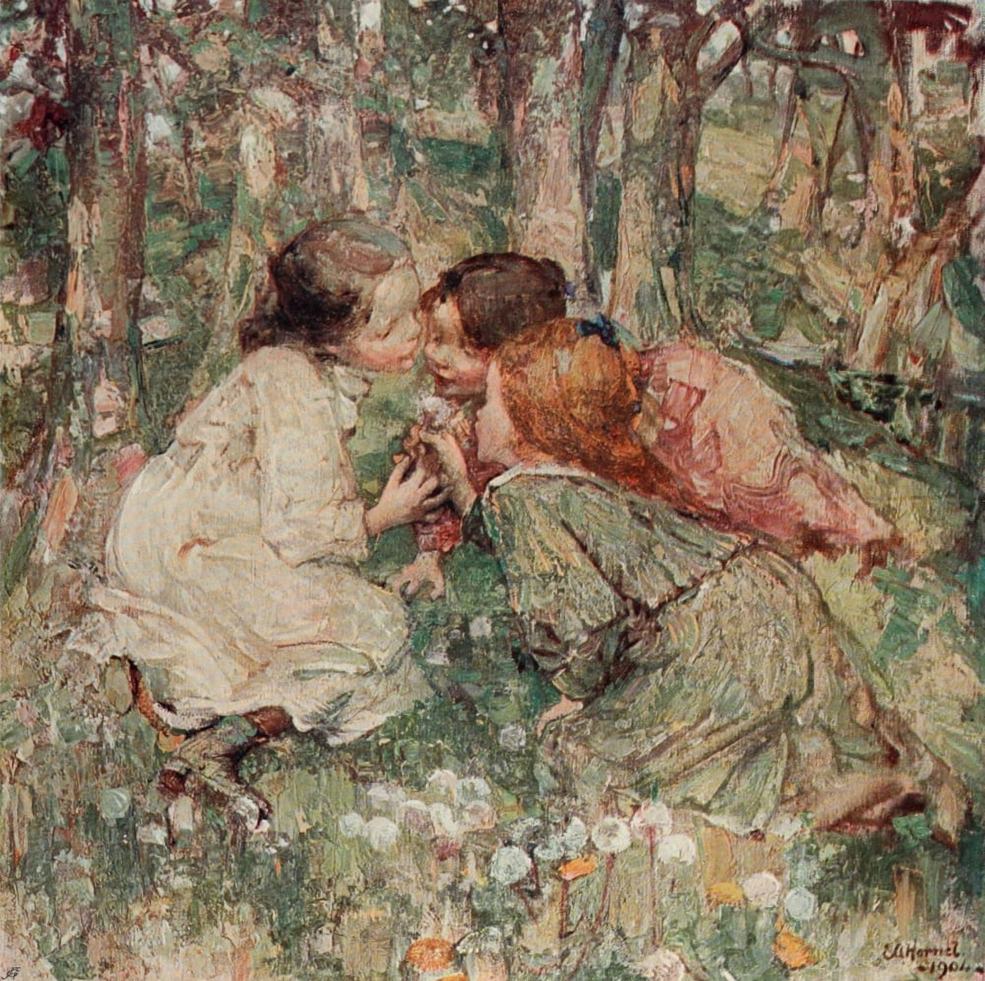 The International Studio 1907 Whats oclock Canvas Art - Edward Hornel (18 x 24)