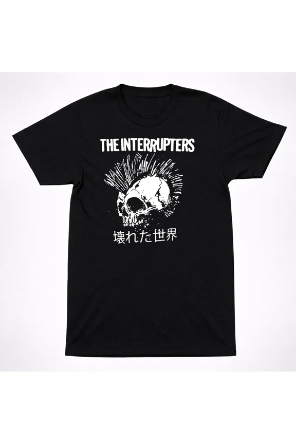 The Interrupters Ska Punk T Shirt Black Skull Japanese Graphic Unisex Tee