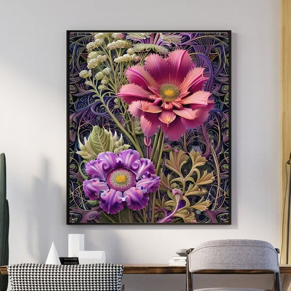The Intricate Floral Mosaic - Intricate Flower Canvas Wall Art