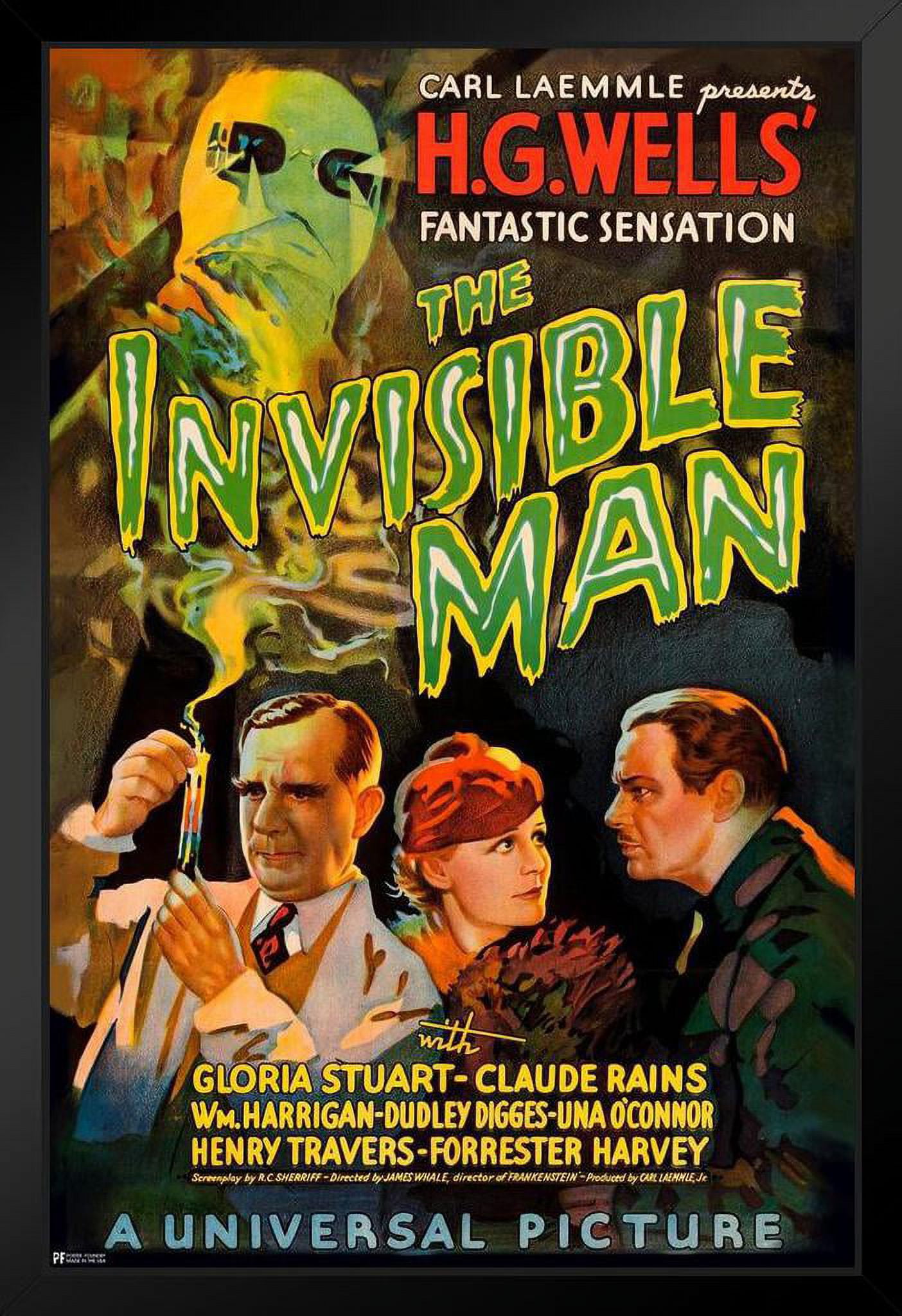 The Invisible Man Claude Rains Retro Vintage Horror Movie Poster Horror  Movie Merchandise Horror Decor Classic Monster Spooky Scary Halloween  Decorations Black Wood Framed Art Poster 14x20