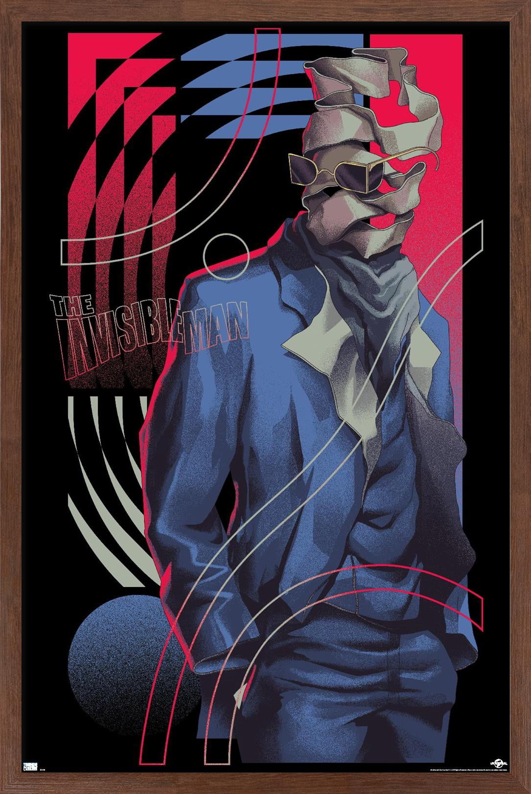The Invisible Man - Illustration Wall Poster, 14.725" x 22.375" Framed