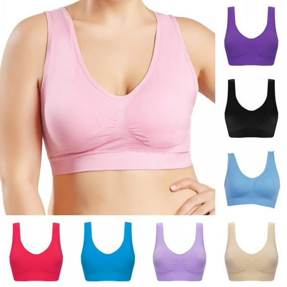 Plus Size Bras for Women,Comfort Seamless Wireless Stretchy Sports Bra,Yoga Bras,with Removable Pads