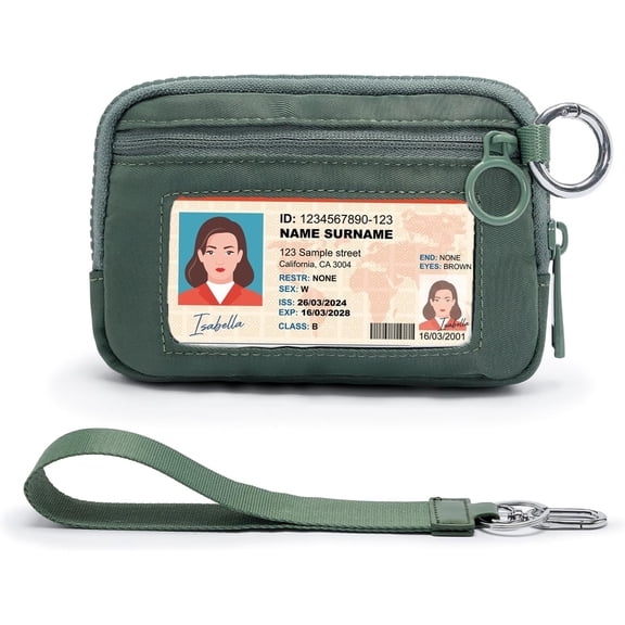 The Iris Wallet for Women Mini Zip Card Case with Clear ID Window Zipper Purse Lightweight Portable Wallet