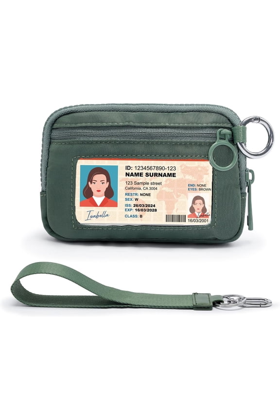 The Iris Wallet for Women Mini Zip Card Case with Clear ID Window Zipper Purse Lightweight Portable Wallet