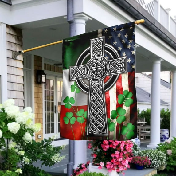 The Irish Celtic Cross Flag - Garden Flag (11.5" x 17.5")