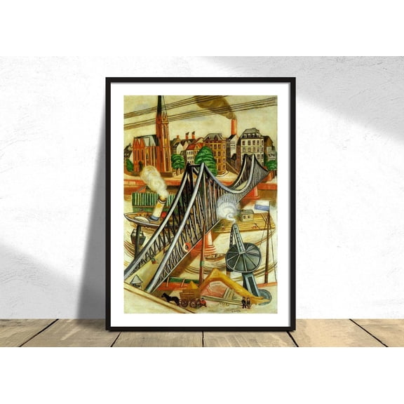 The Iron Bridge View Of Frankfurt Max Beckmann Reproduction Poster Berliner Secession Fine Art Home Decor Bridge Poster, Unframed Paper Poster 8x10in