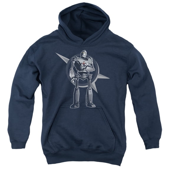 The Iron Giant A Boy And His Robot Kids Pull-Over Hoodie (Medium) for Youth Boys and Girls, Navy
