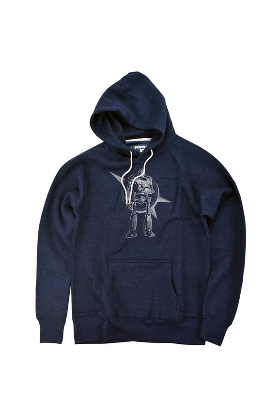 A Boy And His Robot Unisex Adult Slim Fit Pull-Over Heather Hoodie, Navy, Medium