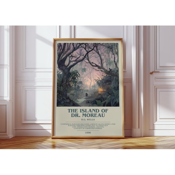 The Island Of Dr. Moreau By H.G. Wells Sci-Fi Literary Wall Art Refined Edition Poster , Poster Print Only