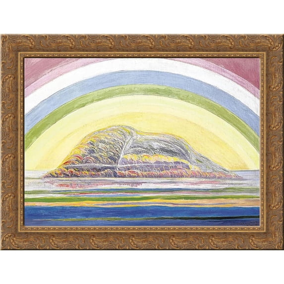 The Island of Blossoming Trees 24x18 Gold Ornate Wood Framed Canvas Art by Albert Trachsel