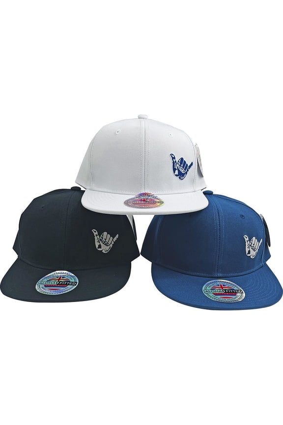 Aloha Fitted Snapback Hat Mini Shaka Hawaiian Island Chain, Assorted Colors, 1 Each