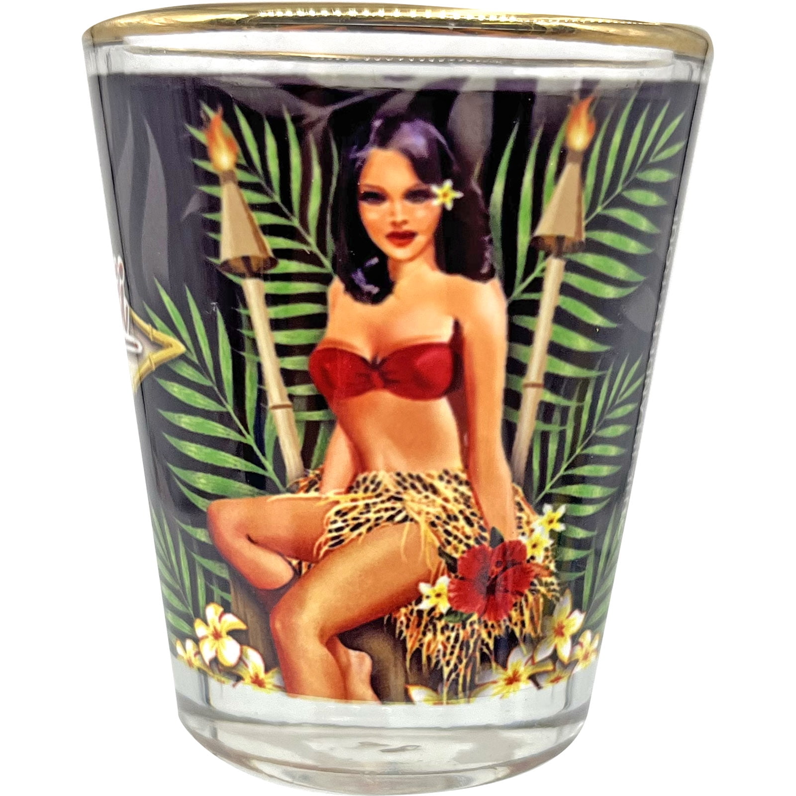 The Islander Group Pin Up Girl Black Palm Shot Glass