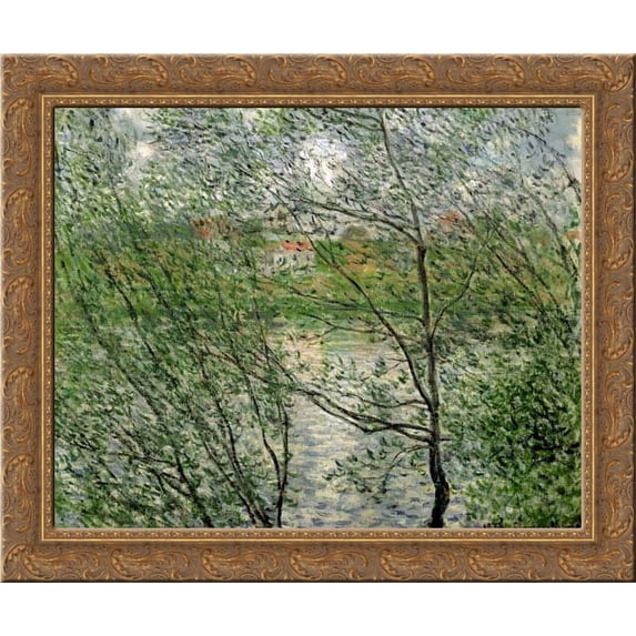 The Isle Grande Jatte on the Siene 24x20 Gold Ornate Wood Framed Canvas Art by Monet, Claude