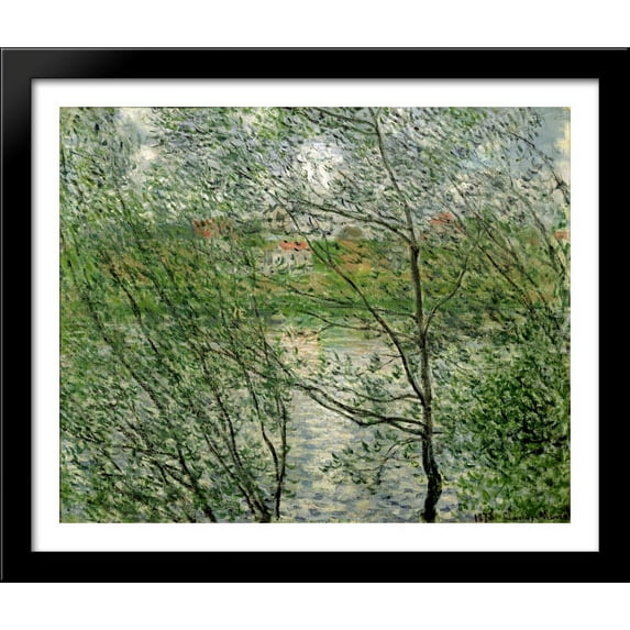The Isle Grande-Jatte on the Siene 34x28 Large Black Wood Framed Print Art by Claude Monet