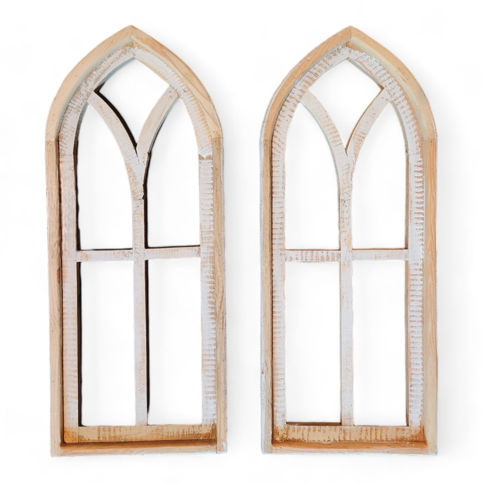 The Ivory Point Farmhouse Wooden Wall Window Arches Set of 2 -3 Sizes ...