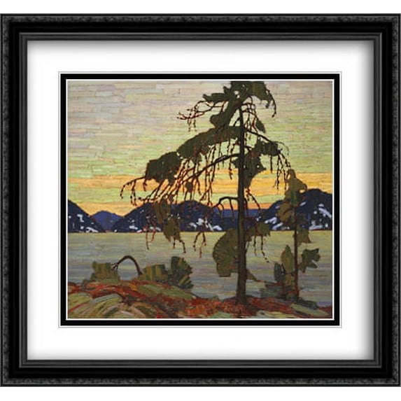 The Jack Pine 2x Matted 30x28 Large Black Ornate Framed Art Print by Tom Thomson