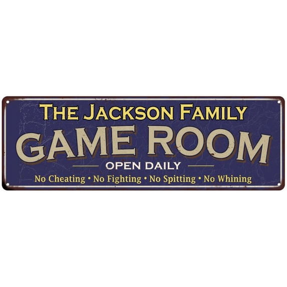The Jackson Family Gift Blue Game Room Metal 6x18 Sign 206180037628