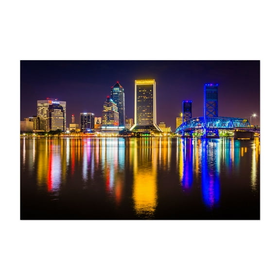 The Jacksonville Skyline - Jacksonville Florida Photography Unframed Wall Art Print 5 x 7 inches