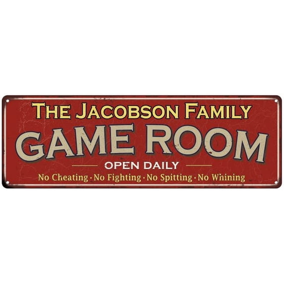 The Jacobson Family Red Game Room Metal 6x18 Sign 106180038900