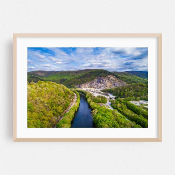 The James River - Roanoke Virginia Photography Landscape Nature Mountain Scenic Forest Rural Oak Framed Wall Art Print 5 x 7 inches
