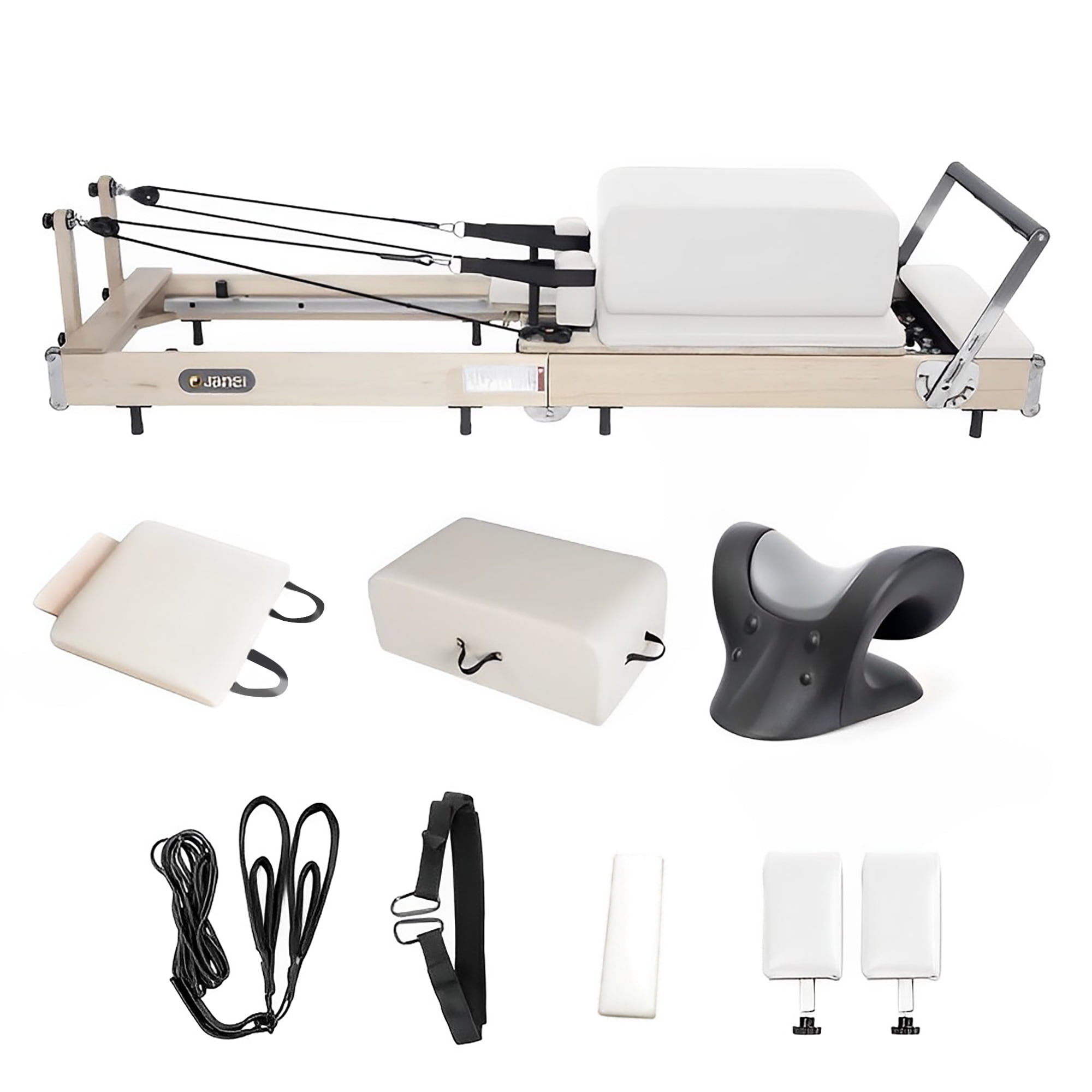 Foldable Pilates Reformer Wood White Bed - Nour Advanced by PersonalHour 