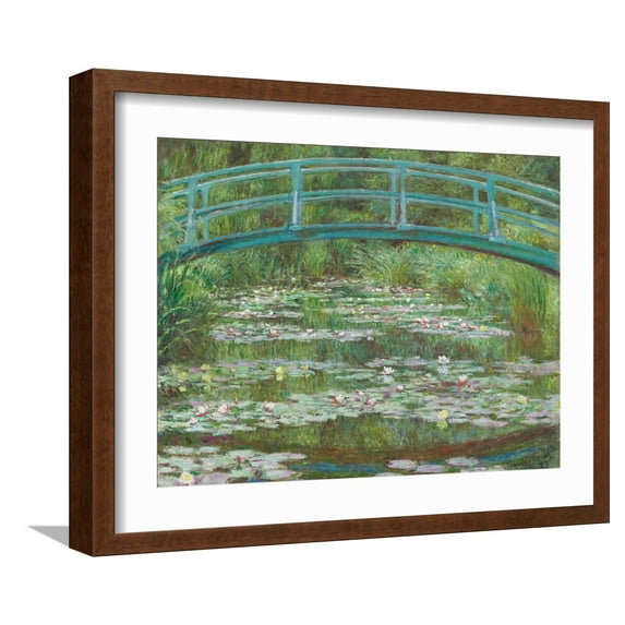 Art.com The Japanese Footbridge, 1899 Giclee Print by Claude Monet, Brown Frame Wall Art, 21" x 17"