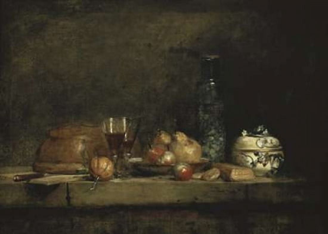 The Jar of Olives Canvas Art - Jean-Baptiste-Simeon Chardin (20 x 28)