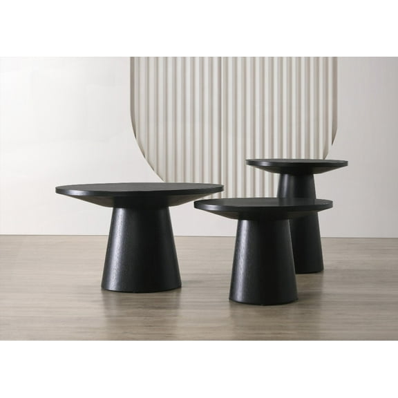 Space-Saving Wood-Look Coffee Table Set - Ebony Black for Living Room, Easy to Clean