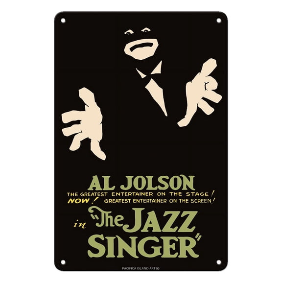 The Jazz Singer - Starring Al Jolson & May McAvoy - Vintage Film Movie Poster c.1927 - 8 x 12 inch Vintage Metal Tin Sign