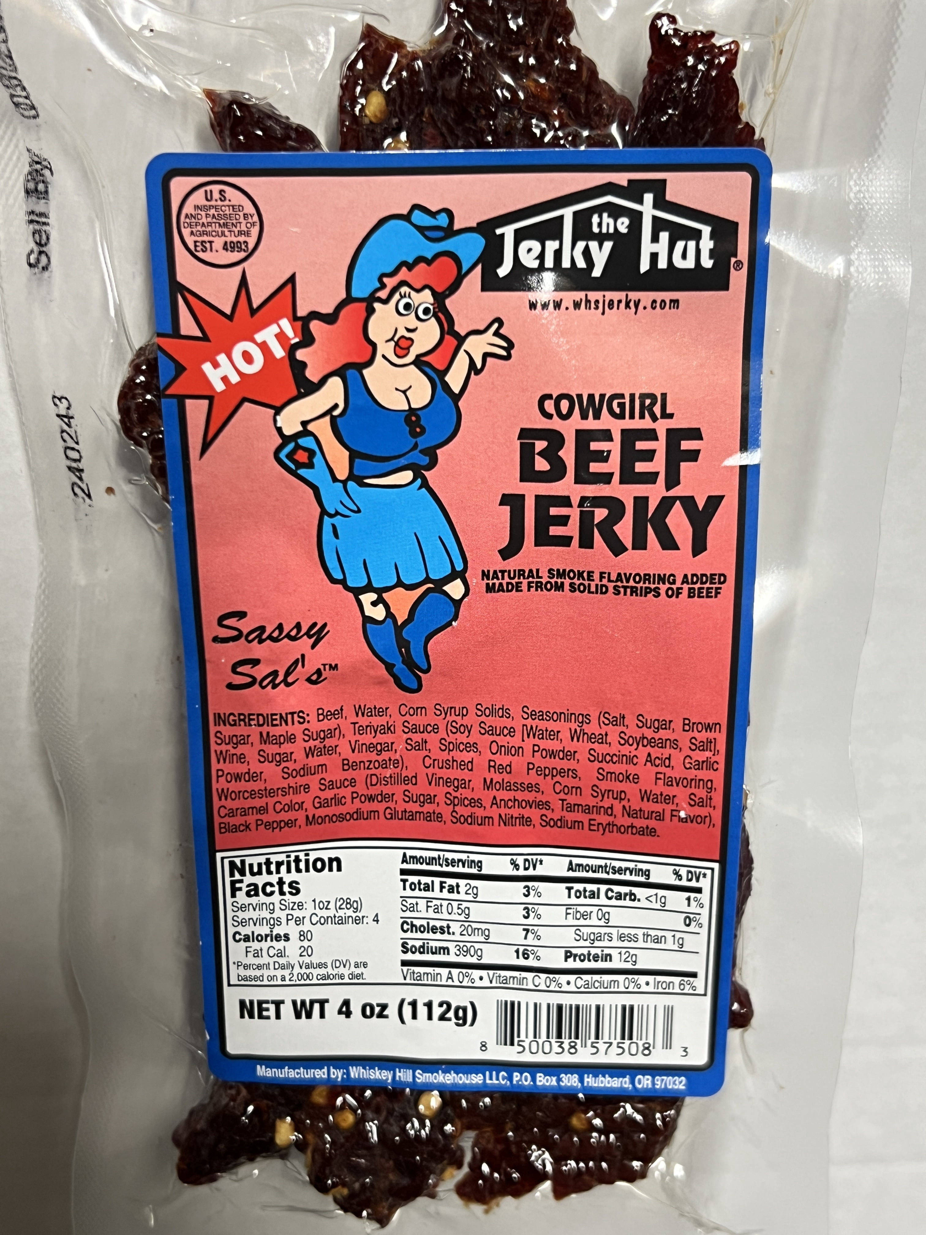 The Jerky Hut "Cowgirl" Red Pepper Beef Jerky (4oz)