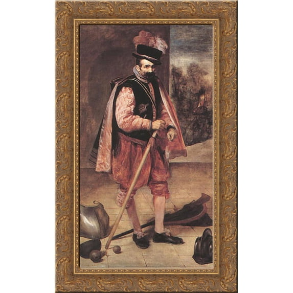 The Jester Known as Don Juan de Austria 17x24 Gold Ornate Wood Framed Canvas Art by Velazquez, Diego Rodriguez de Silva
