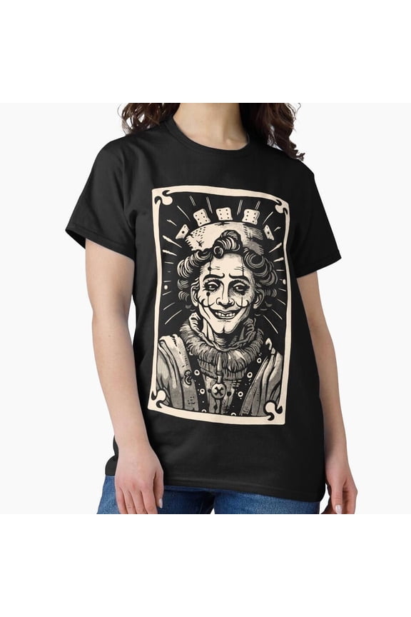 The Jester Tarot Card Inspired Symbolic Character Illustration Unisex T-Shirt, up to size 5XL