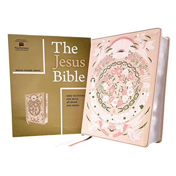 Pre-Owned The Jesus Bible Artist Edition, Esv, Leathersoft, Peach Floral (Hardcover) by Passion Publishing (Editor), Zondervan