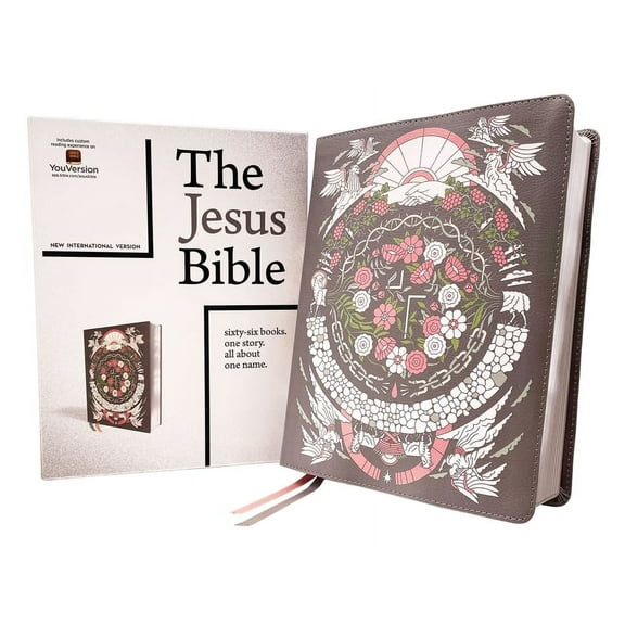 The Jesus Bible Artist Edition, Niv, Leathersoft, Gray Floral, Comfort Print, (Hardcover)